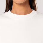 Unisex Heavyweight Organic Sweatshirt Off-white neck model Vaniform