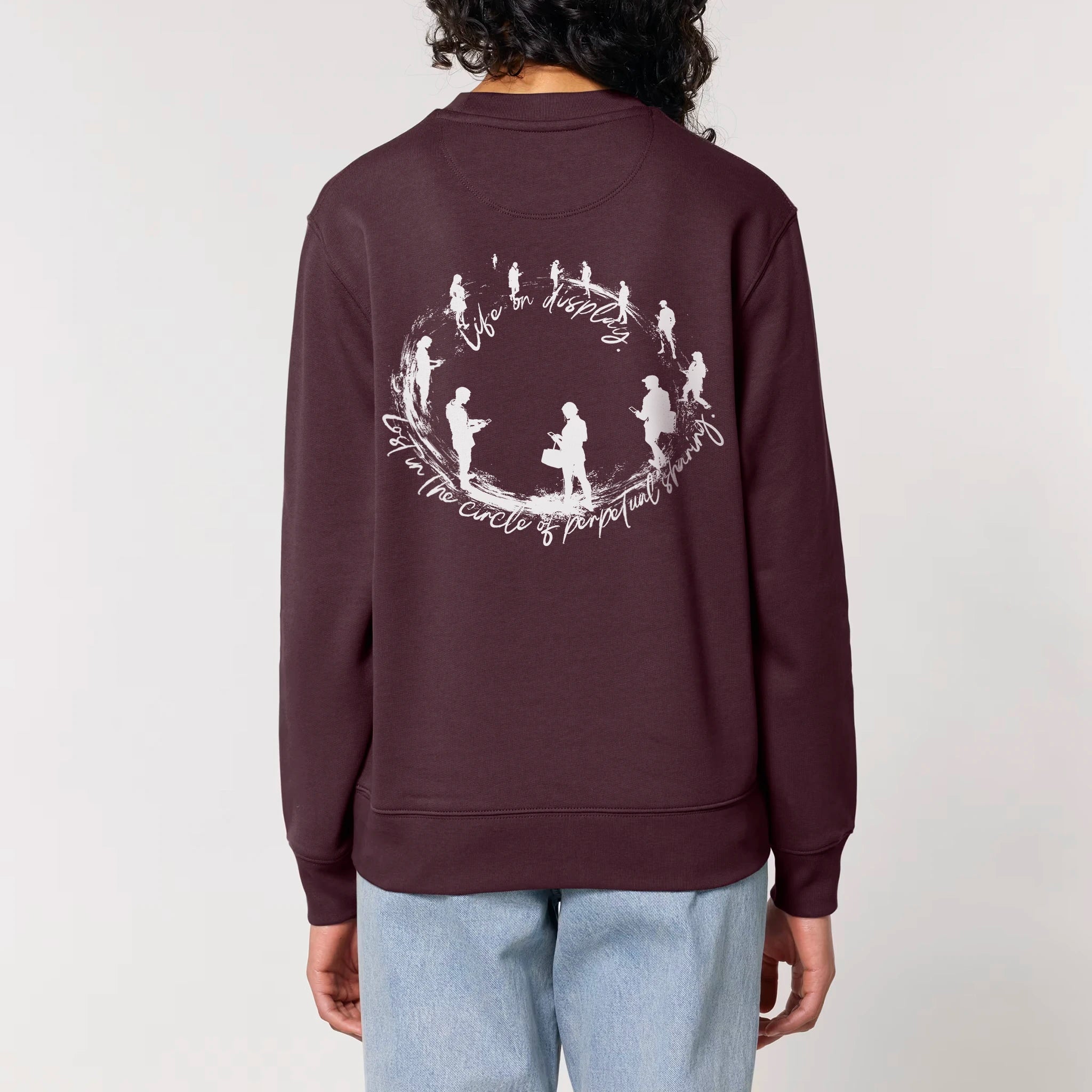 Unisex Heavyweight Organic Sweatshirt Red Brown model female back Life on Display