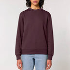 Unisex Heavyweight Organic Sweatshirt Red Brown model female front Life on Display