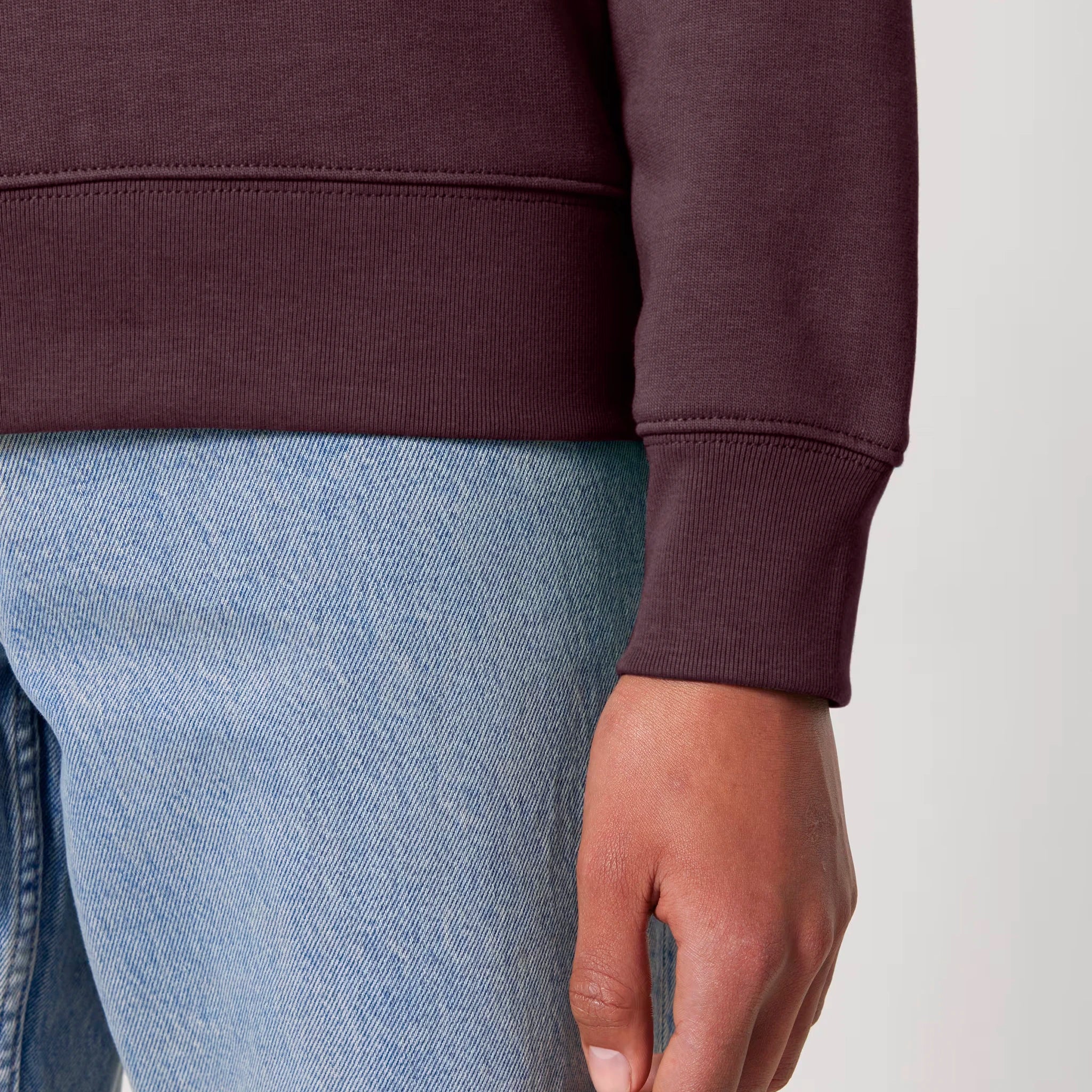 Unisex Heavyweight Organic Sweatshirt Red Brown sleeves Life on Display