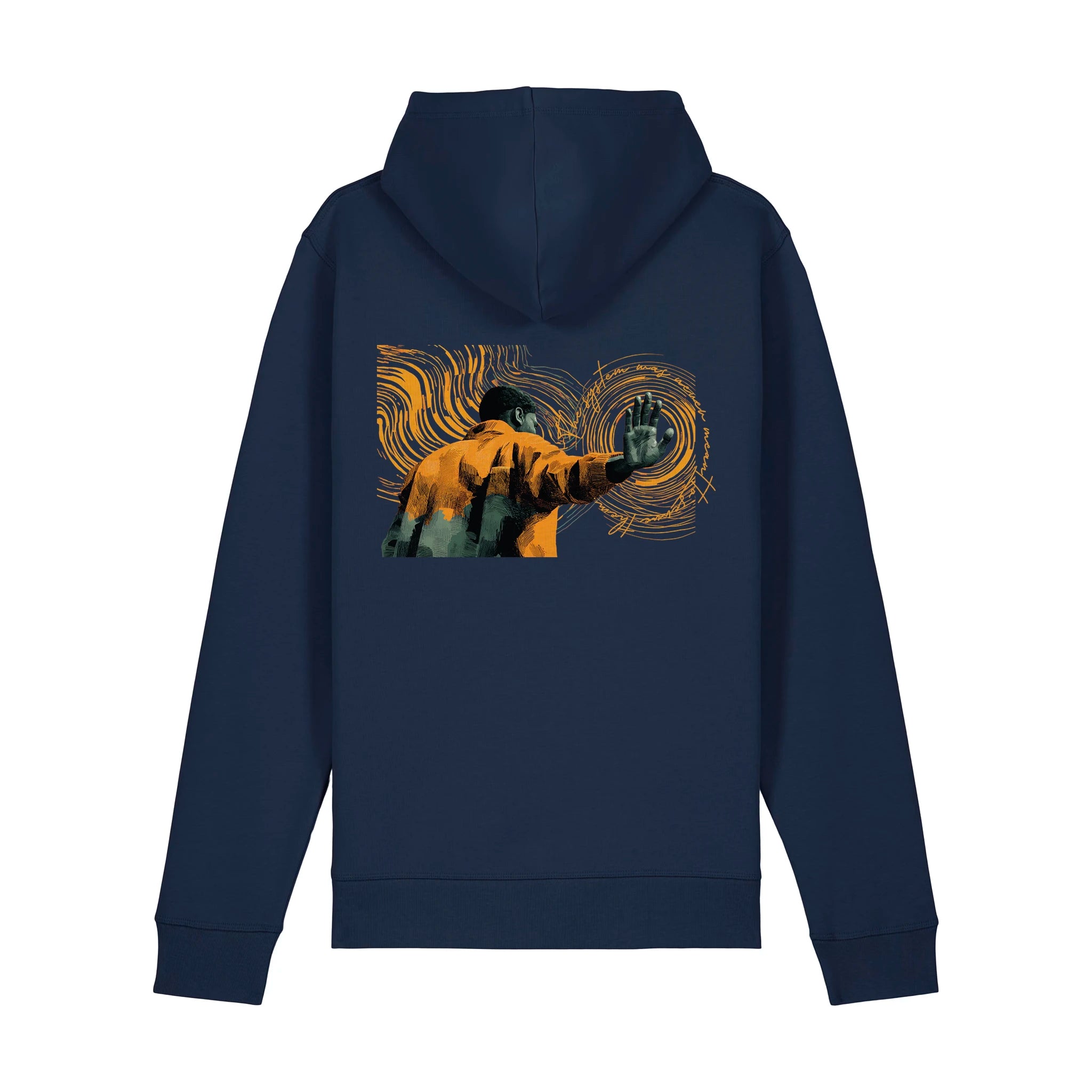 Unisex Midweight Organic Recycled Hoodie French Navy back Hollow System