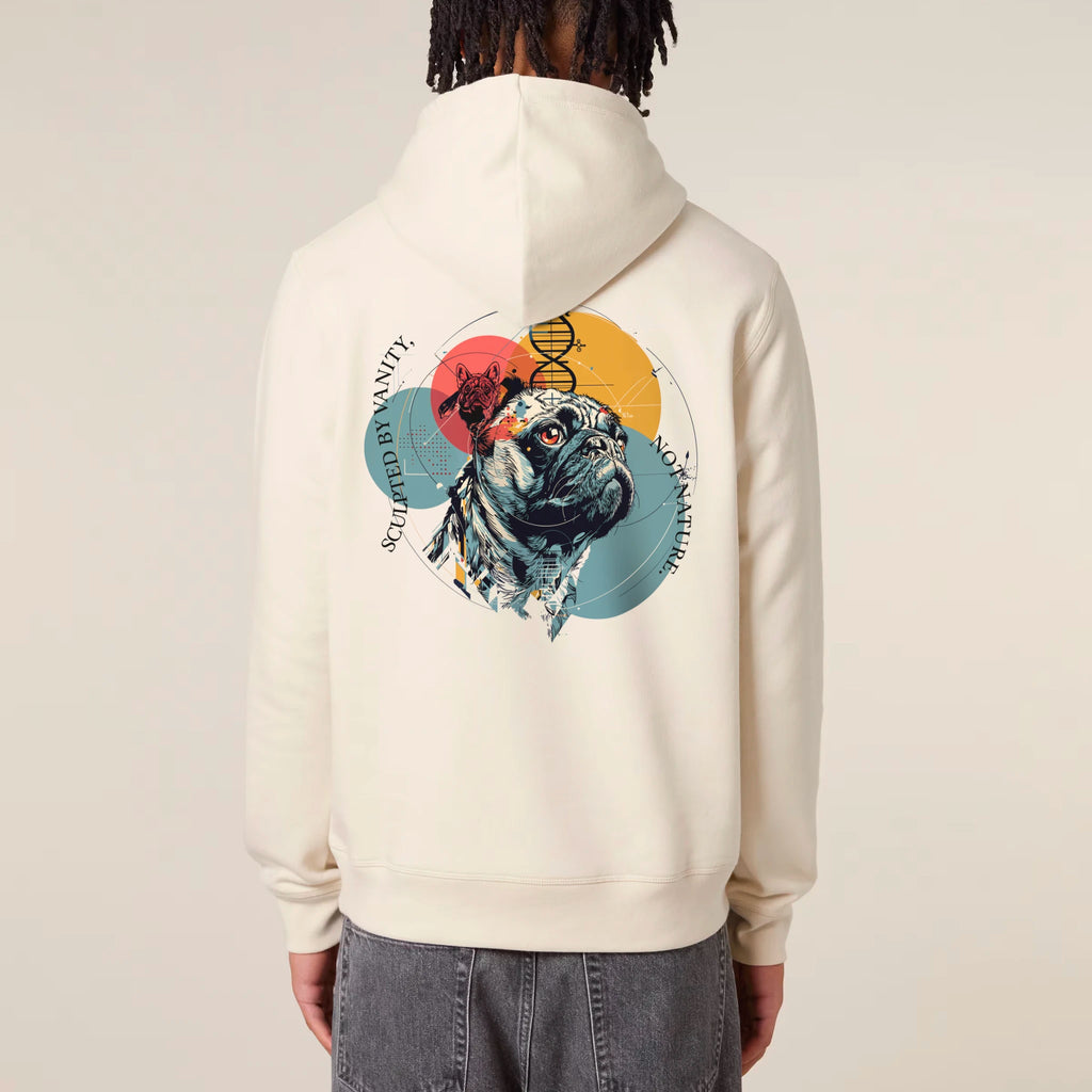 Unisex Midweight Organic Recycled Hoodie Natural Raw model male back Vaniform