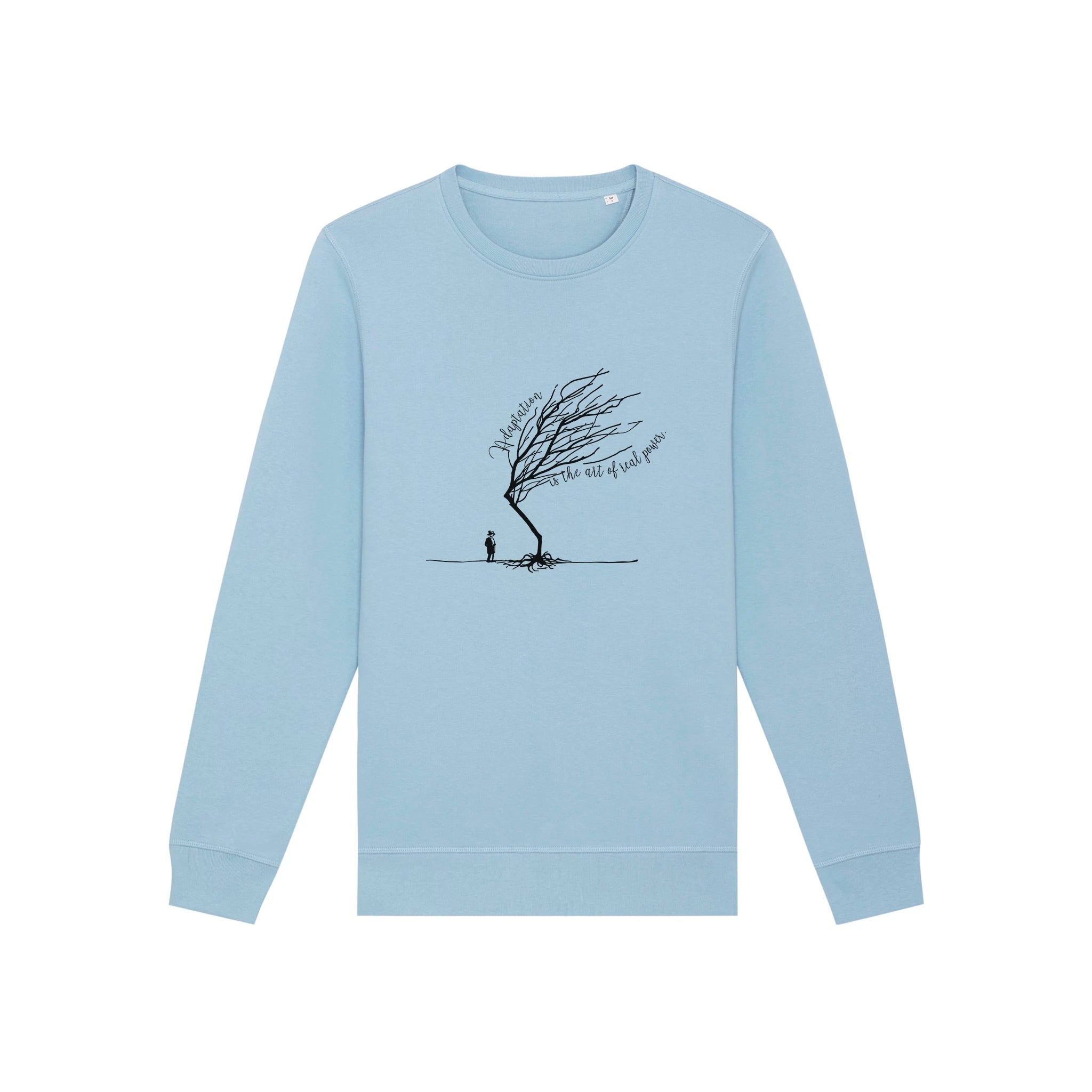 Unisex Midweight Recycled Sweatshirt Sky Blue front Bend Not Break