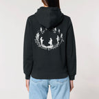 Unisex Organic Midweight Recycled Hoodie Black model female back Life on Display