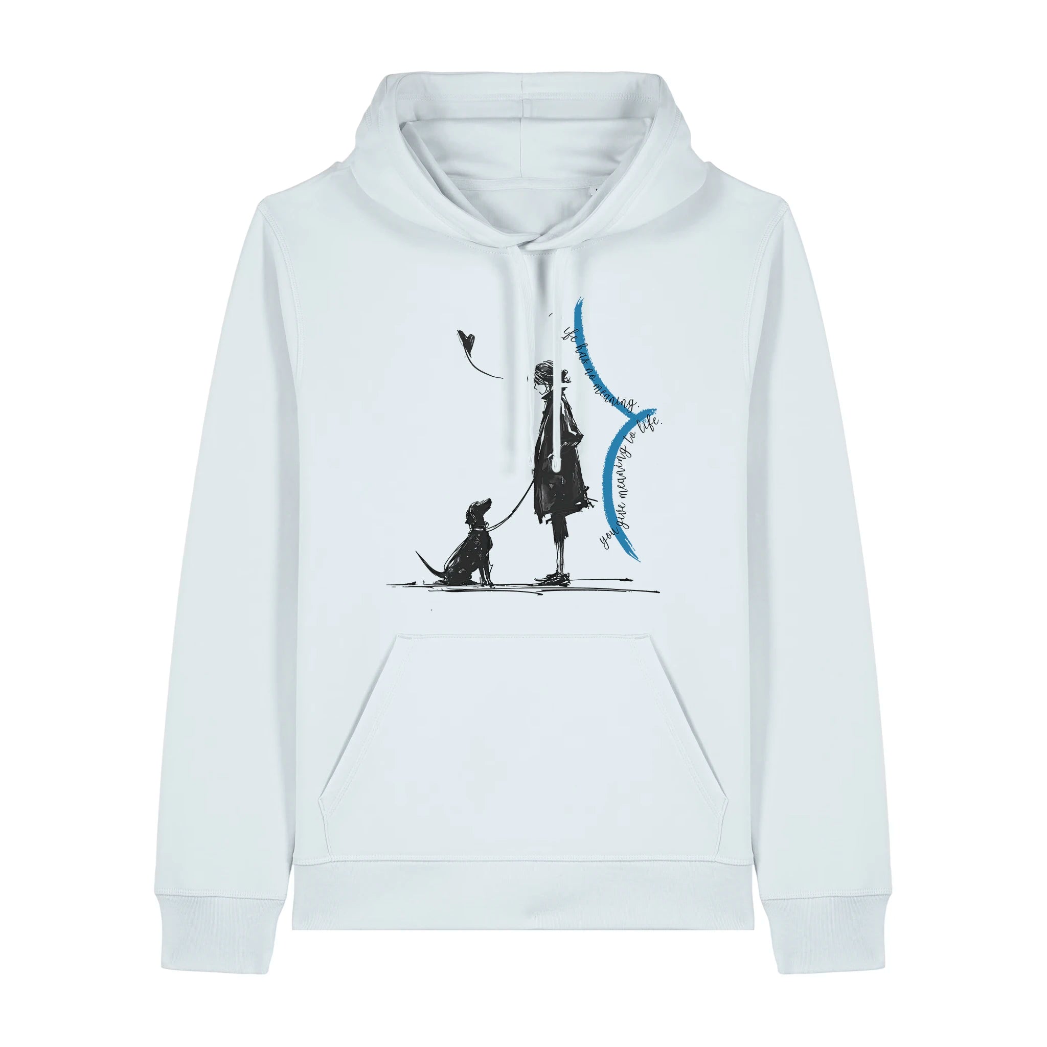 Unisex Organic Midweight Recycled Hoodie Blue Ice front Meaningful Life