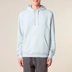 Unisex Organic Midweight Recycled Hoodie Blue Ice model male front Inner Truth