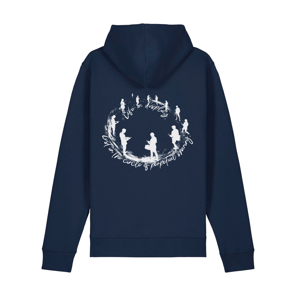 Unisex Organic Midweight Recycled Hoodie French Navy back Life on Display