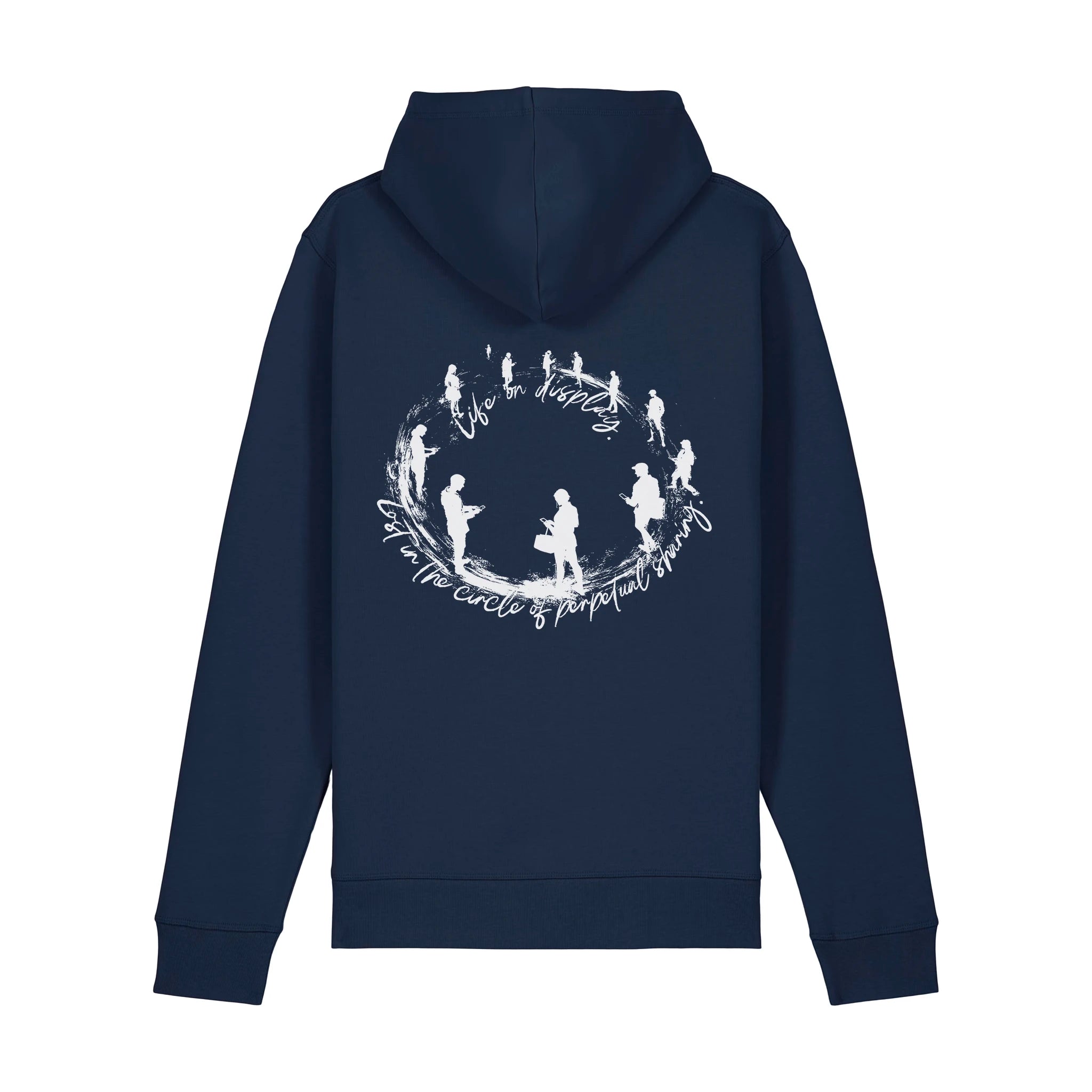 Unisex Organic Midweight Recycled Hoodie French Navy back Life on Display