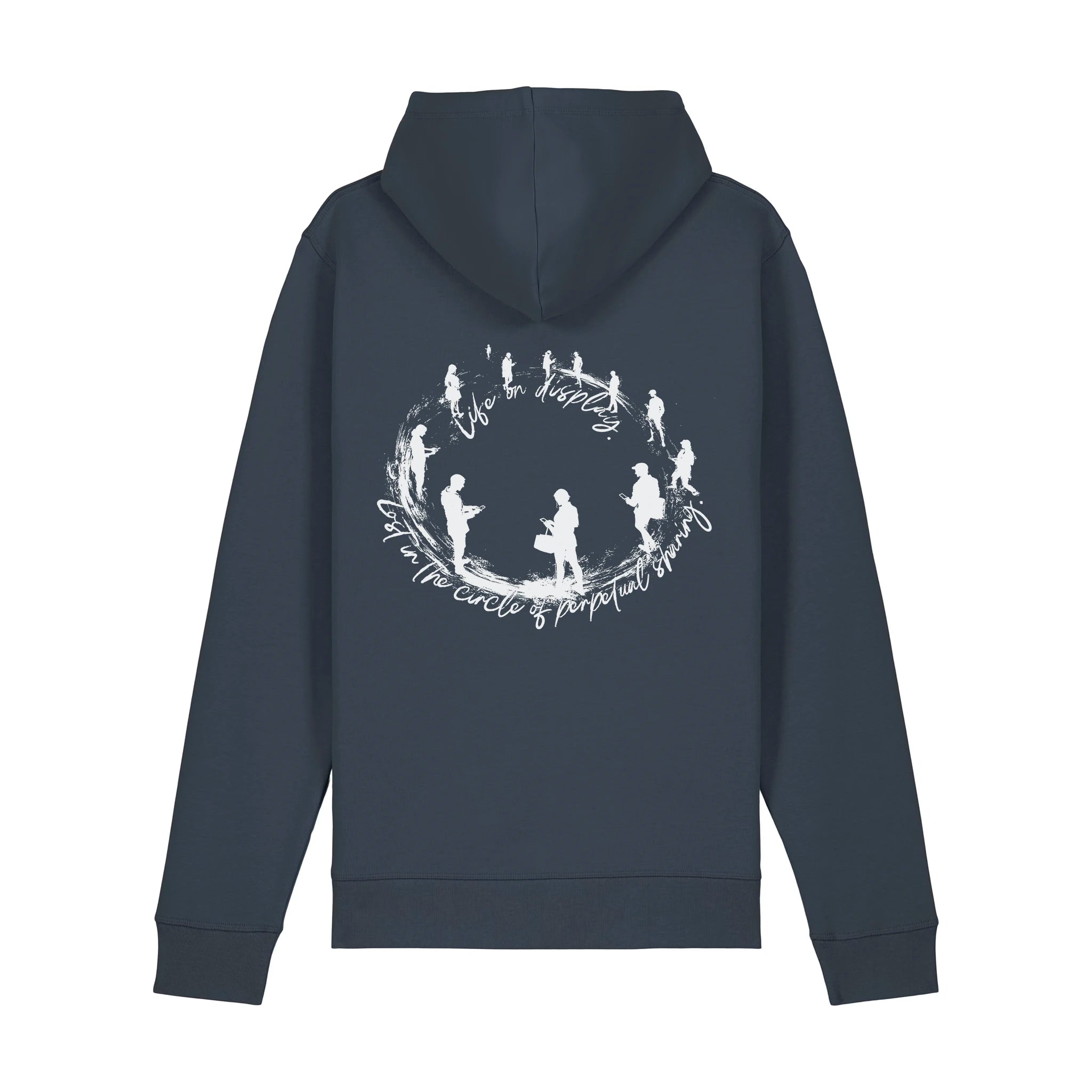 Unisex Organic Midweight Recycled Hoodie India Ink Grey back Life on Display