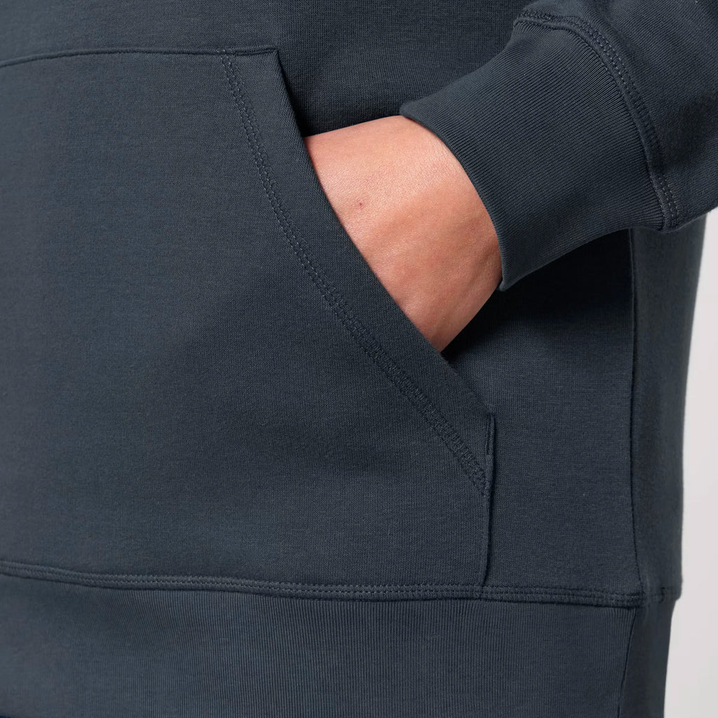 Unisex Organic Midweight Recycled Hoodie India Ink Grey pocket Life on Display