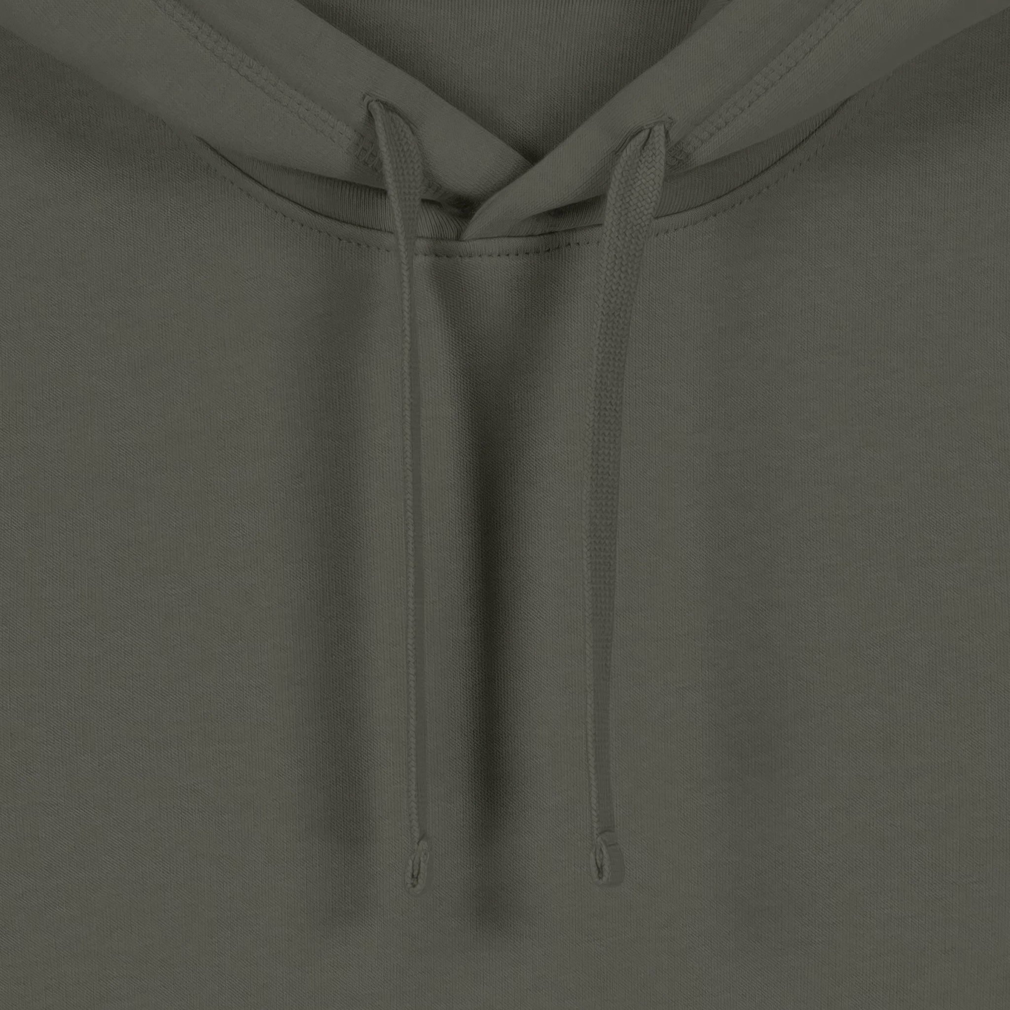 Unisex Organic Midweight Recycled Hoodie Khaki drawcords Life on Display