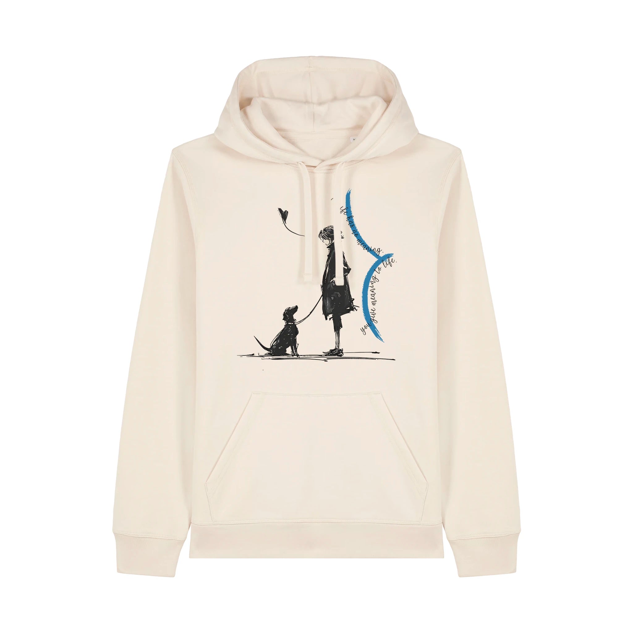 Unisex Organic Midweight Recycled Hoodie Natural Raw front Meaningful Life