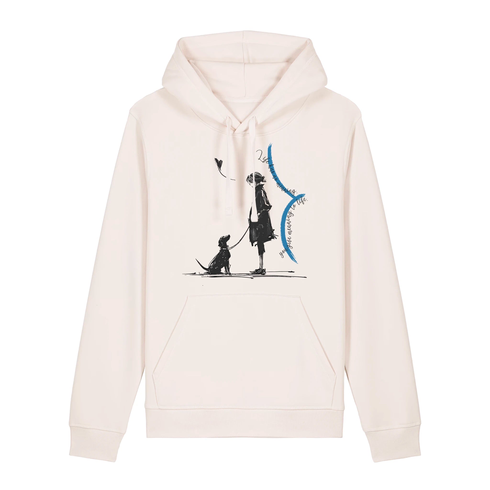 Unisex Organic Midweight Recycled Hoodie Vintage White front Meaningful Life