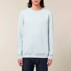 Unisex Organic Midweight Recycled Sweatshirt Blue Ice model male front Inner Truth