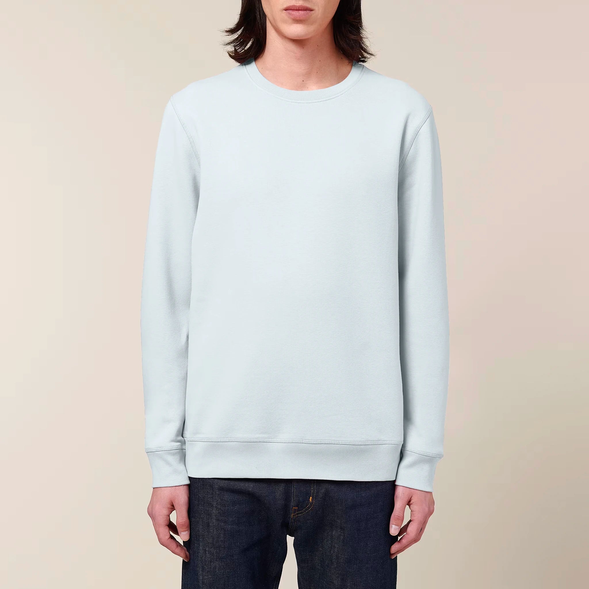 Unisex Organic Midweight Recycled Sweatshirt Blue Ice model male front Inner Truth