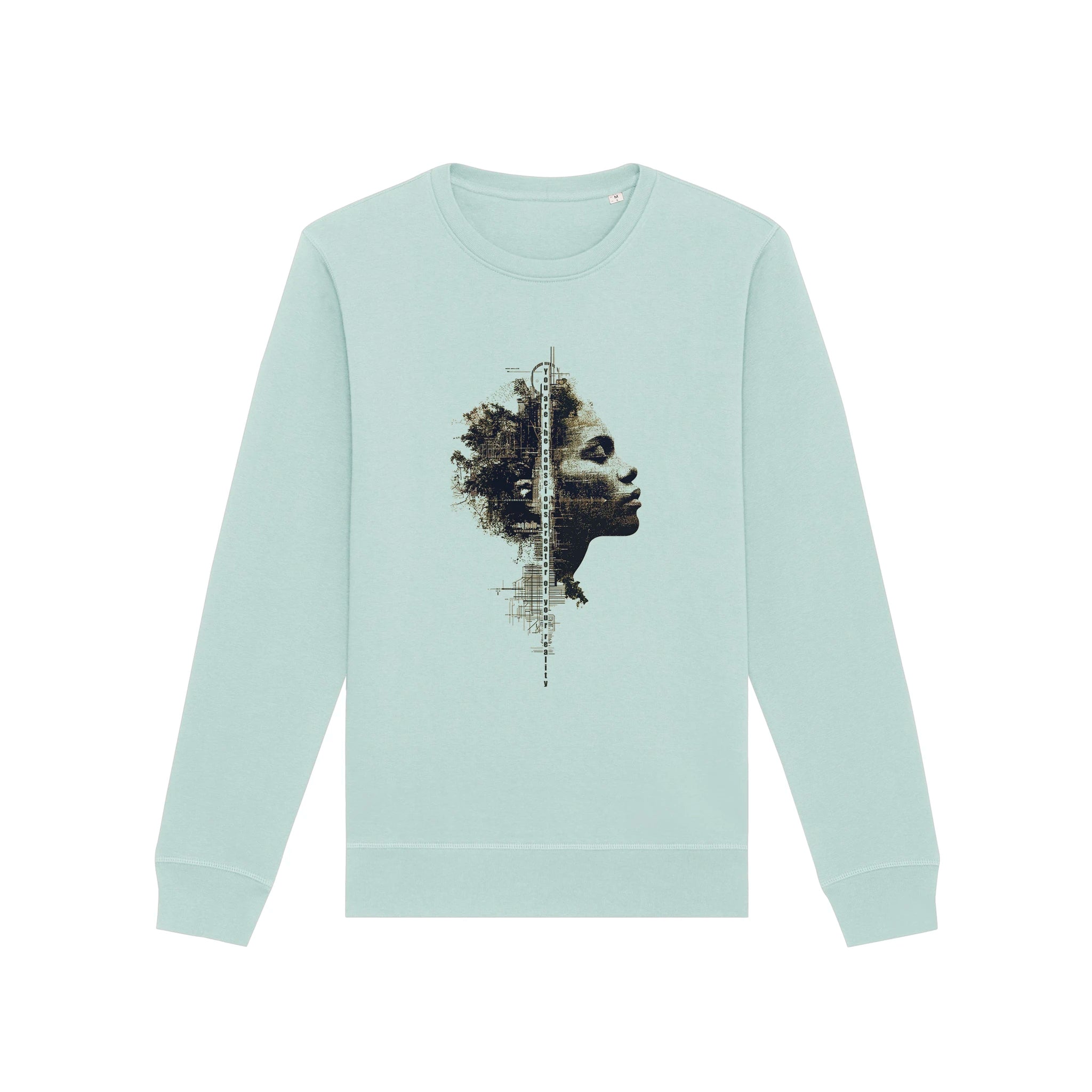 Unisex Organic Midweight Recycled Sweatshirt Caribbean Blue front Conscious Creator