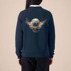 Unisex Organic Midweight Recycled Sweatshirt French Navy model female back Chaos Dy Design