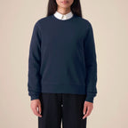 Unisex Organic Midweight Recycled Sweatshirt French Navy model female front Chaos Dy Design