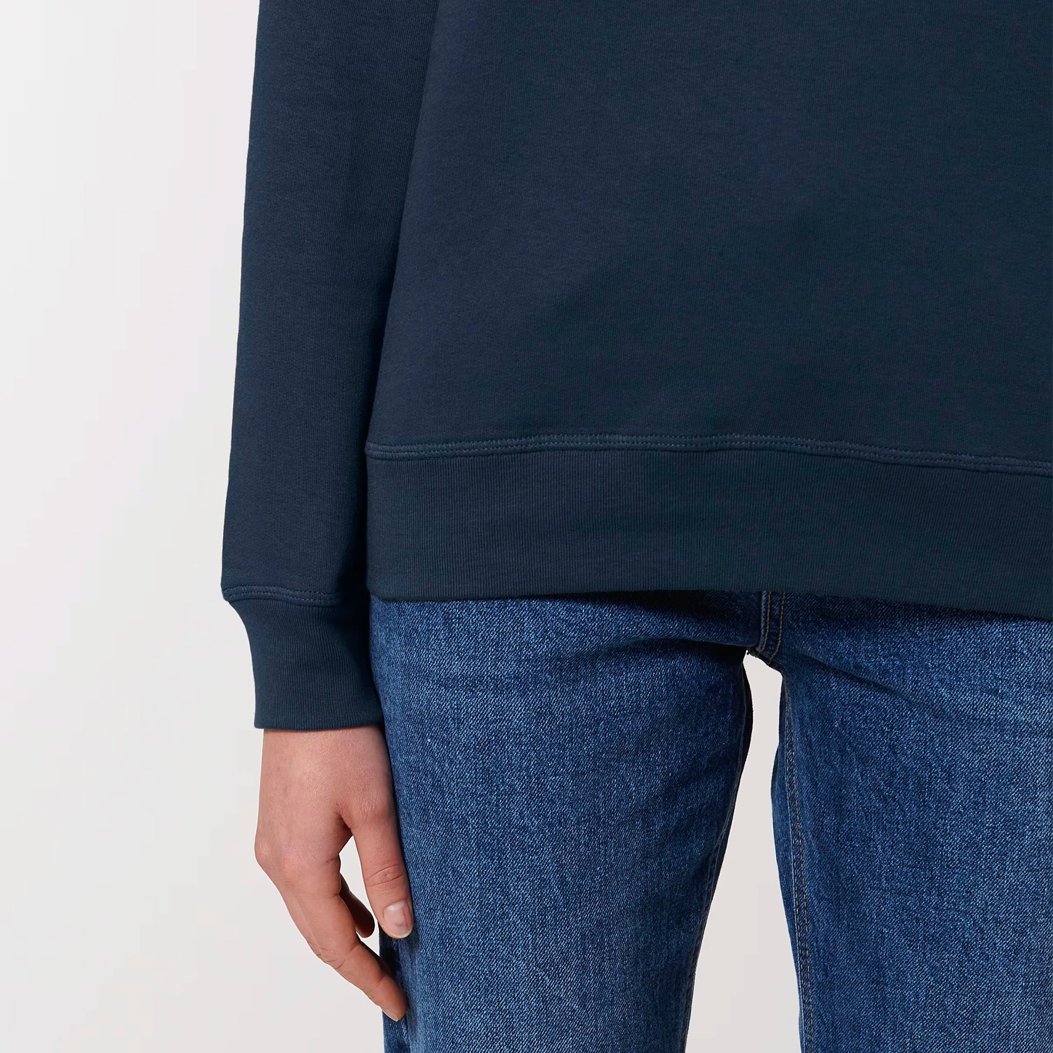 Unisex Organic Midweight Recycled Sweatshirt French Navy sleeves model Chaos Dy Design