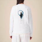 Unisex Organic Midweight Recycled Sweatshirt White model female back Inner Truth