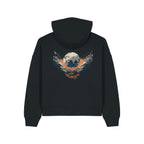 Women's Organic Crop Hoodie Black back Chaos Dy Design