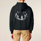 Women's Organic Crop Hoodie Black model female back Life on Display