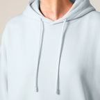 Women's Organic Crop Hoodie Blue Ice drawcords model No Limits