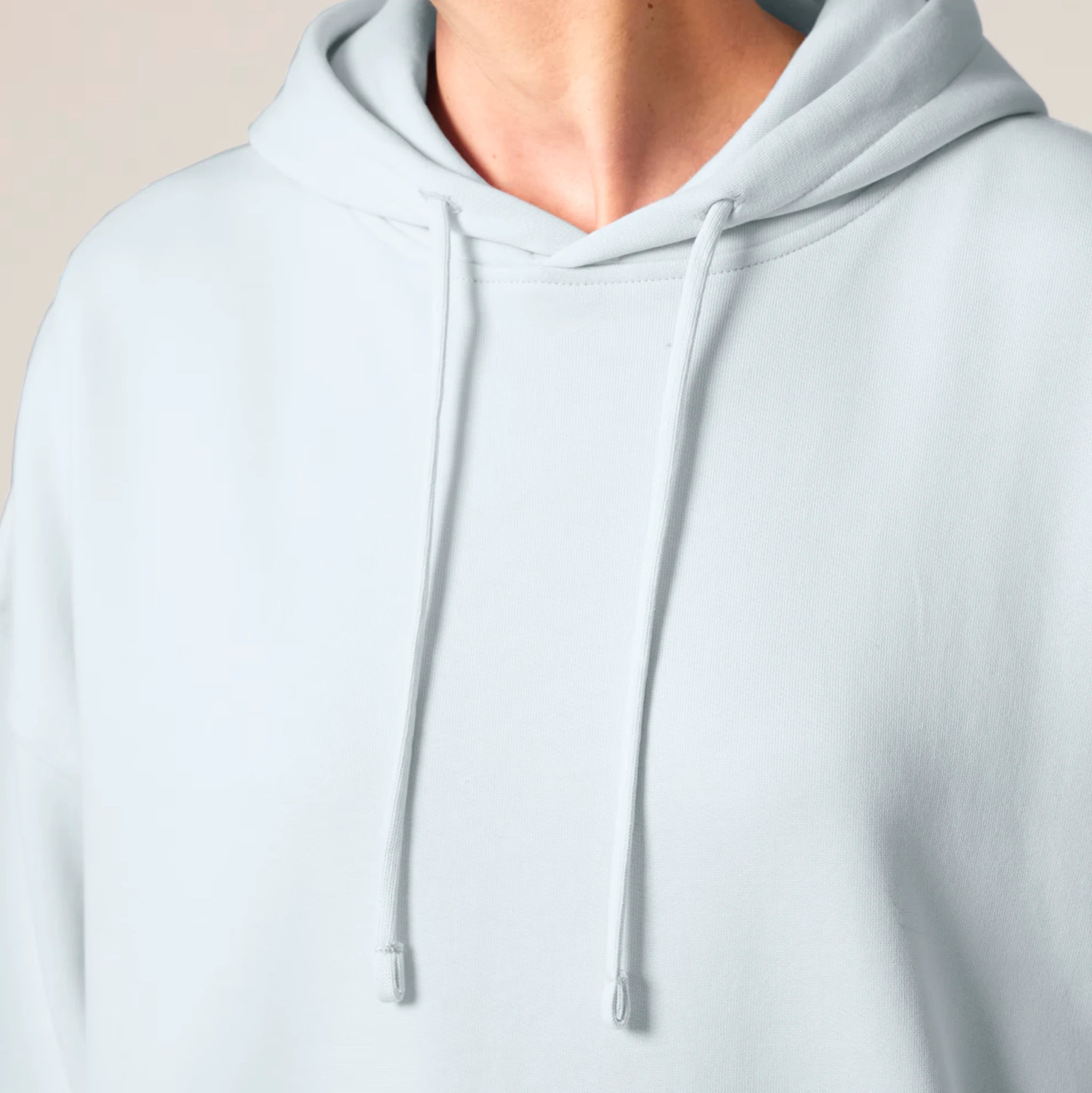 Women's Organic Crop Hoodie Blue Ice drawcords model No Limits