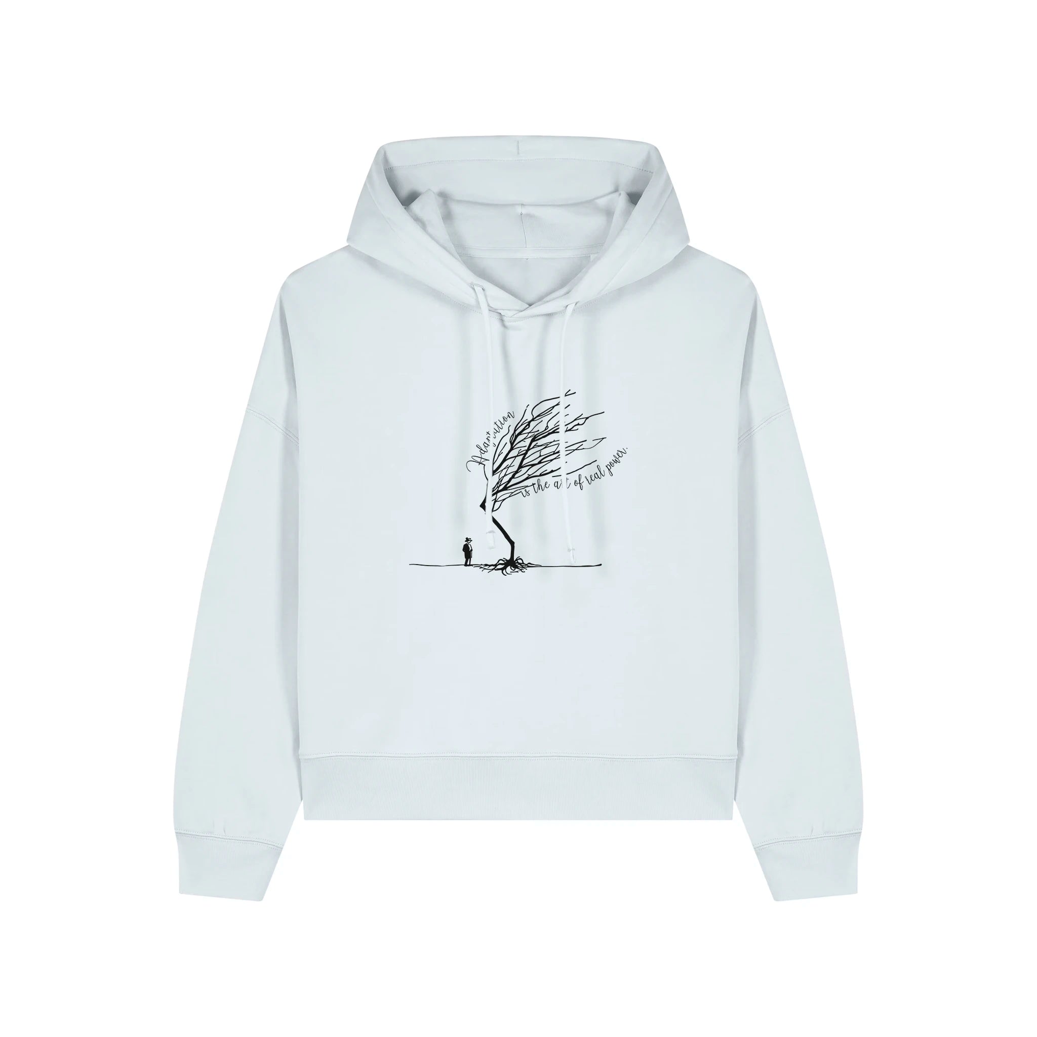 Women's Organic Crop Hoodie Blue Ice front Bend Not Break