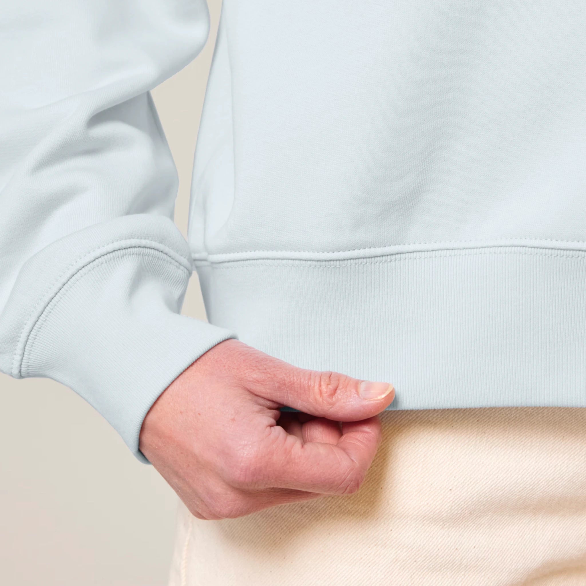 Women's Organic Crop Hoodie Blue Ice sleeves No Limits