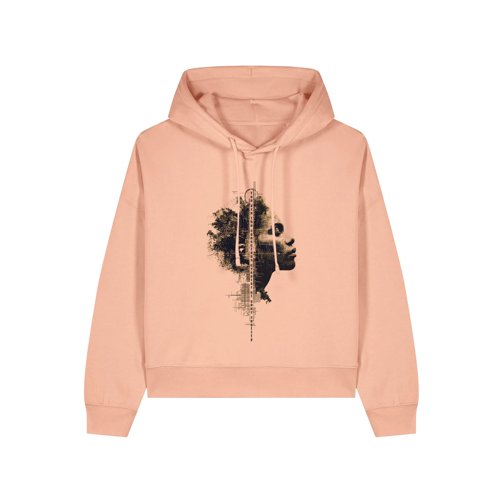 Women's Organic Crop Hoodie Fraiche Peche front Conscious Creator