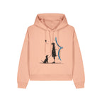Women's Organic Crop Hoodie Fraiche Peche front Meaningful Life