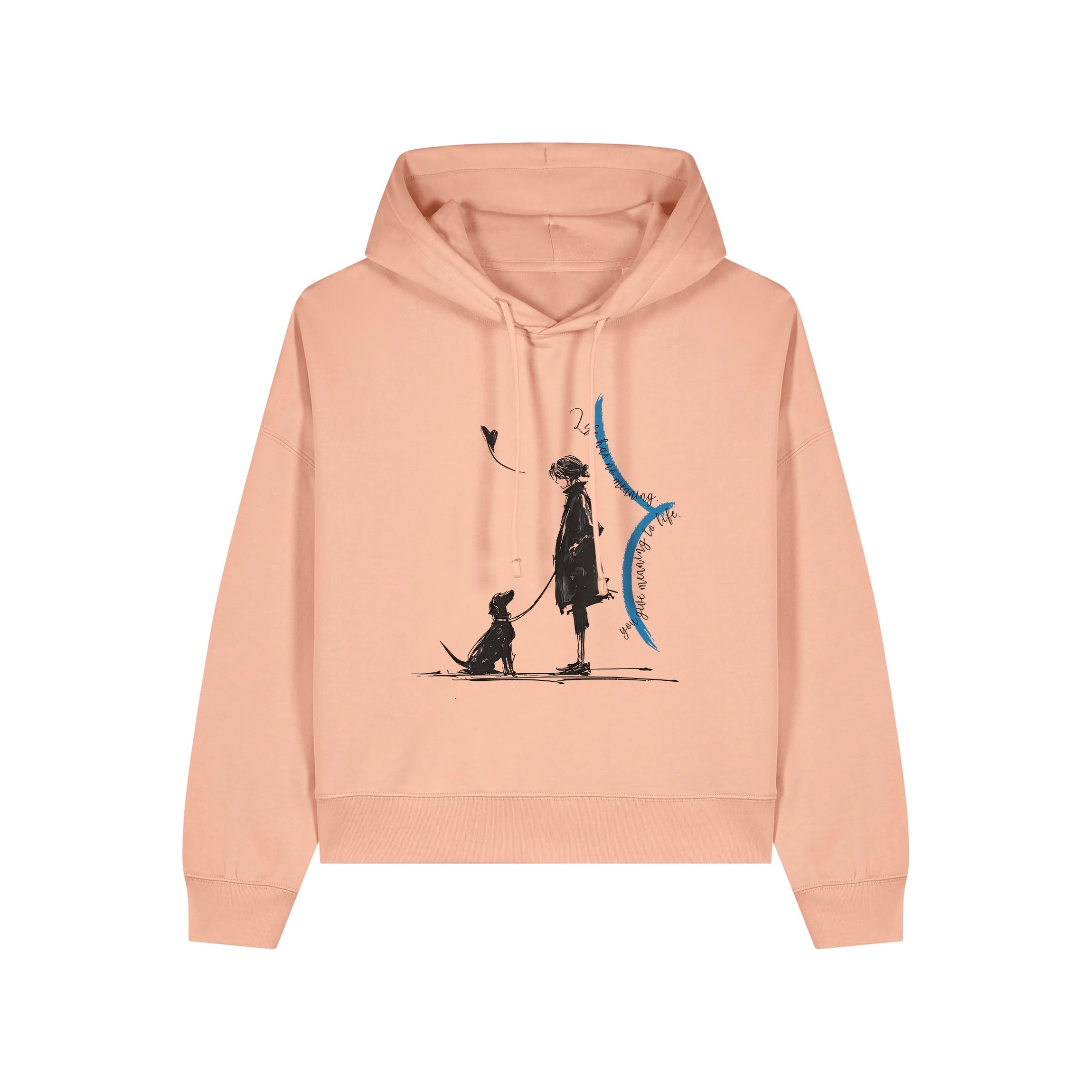 Women's Organic Crop Hoodie Fraiche Peche front Meaningful Life