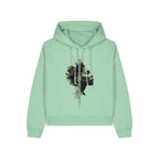 Women's Organic Crop Hoodie Misty Jade front Conscious Creator
