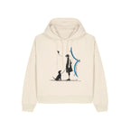 Women's Organic Crop Hoodie Natural Raw front Meaningful Life