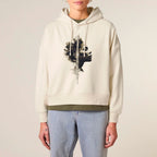 Women's Organic Crop Hoodie Natural Raw model female front Conscious Creator