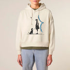 Women's Organic Crop Hoodie Natural Raw model female front Meaningful Life