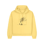 Women's Organic Crop Hoodie Viva Yellow front Bend Not Break