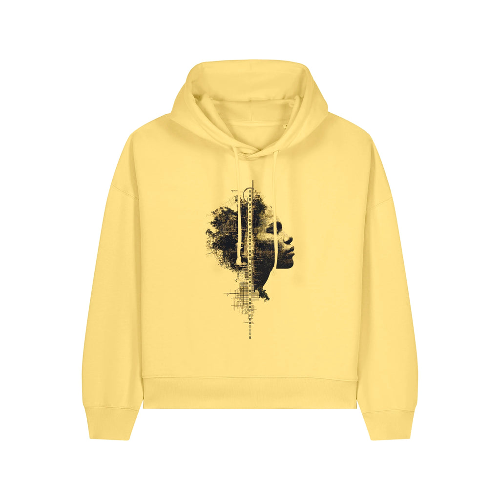 Women's Organic Crop Hoodie Viva Yellow front Conscious Creator
