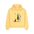 Women's Organic Crop Hoodie Viva Yellow front Meaningful Life
