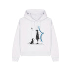 Women's Organic Crop Hoodie White front Meaningful Life