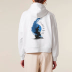 Women's Organic Crop Hoodie White model female back No Limits