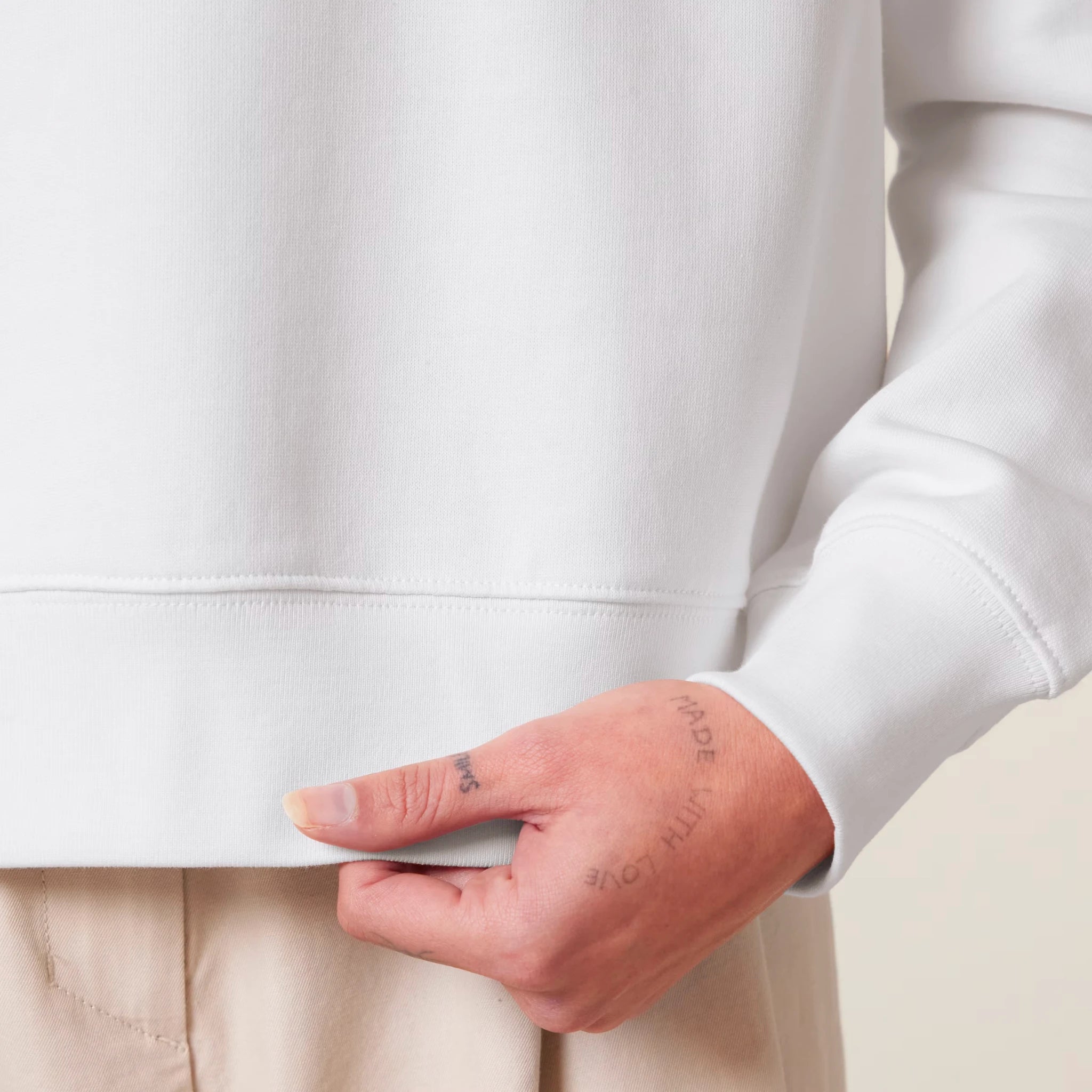 Women's Organic Crop Hoodie White sleeves No Limits