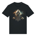 TOLS The Awakening theme men's unisex medium fit organic cotton T-shirt in Black, front - Astral Memory