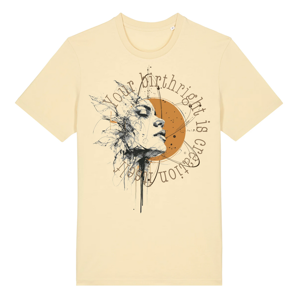 TOLS The Awakening theme men's unisex medium fit organic cotton T-shirt in Butter, front - Remember