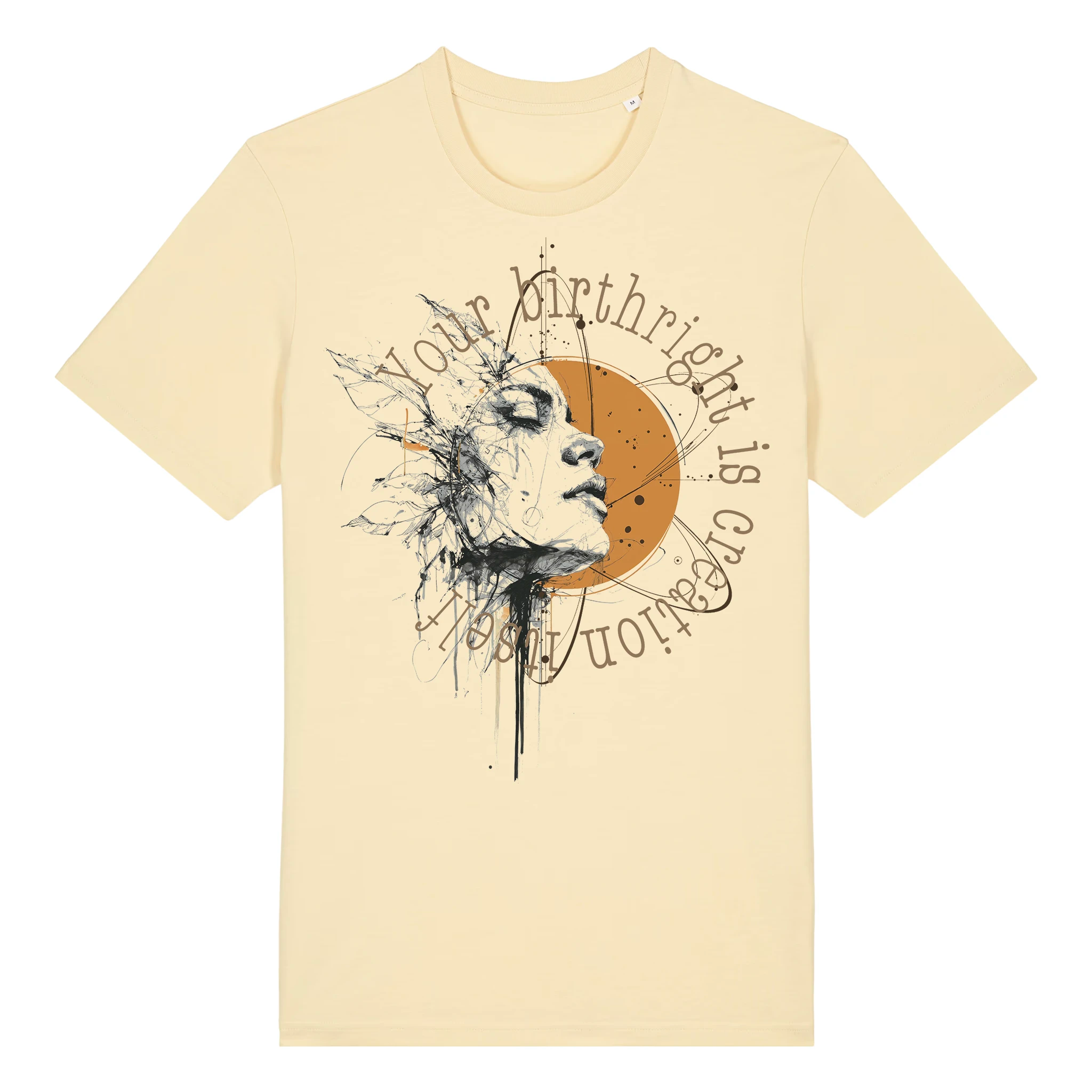 TOLS The Awakening theme men's unisex medium fit organic cotton T-shirt in Butter, front - Remember