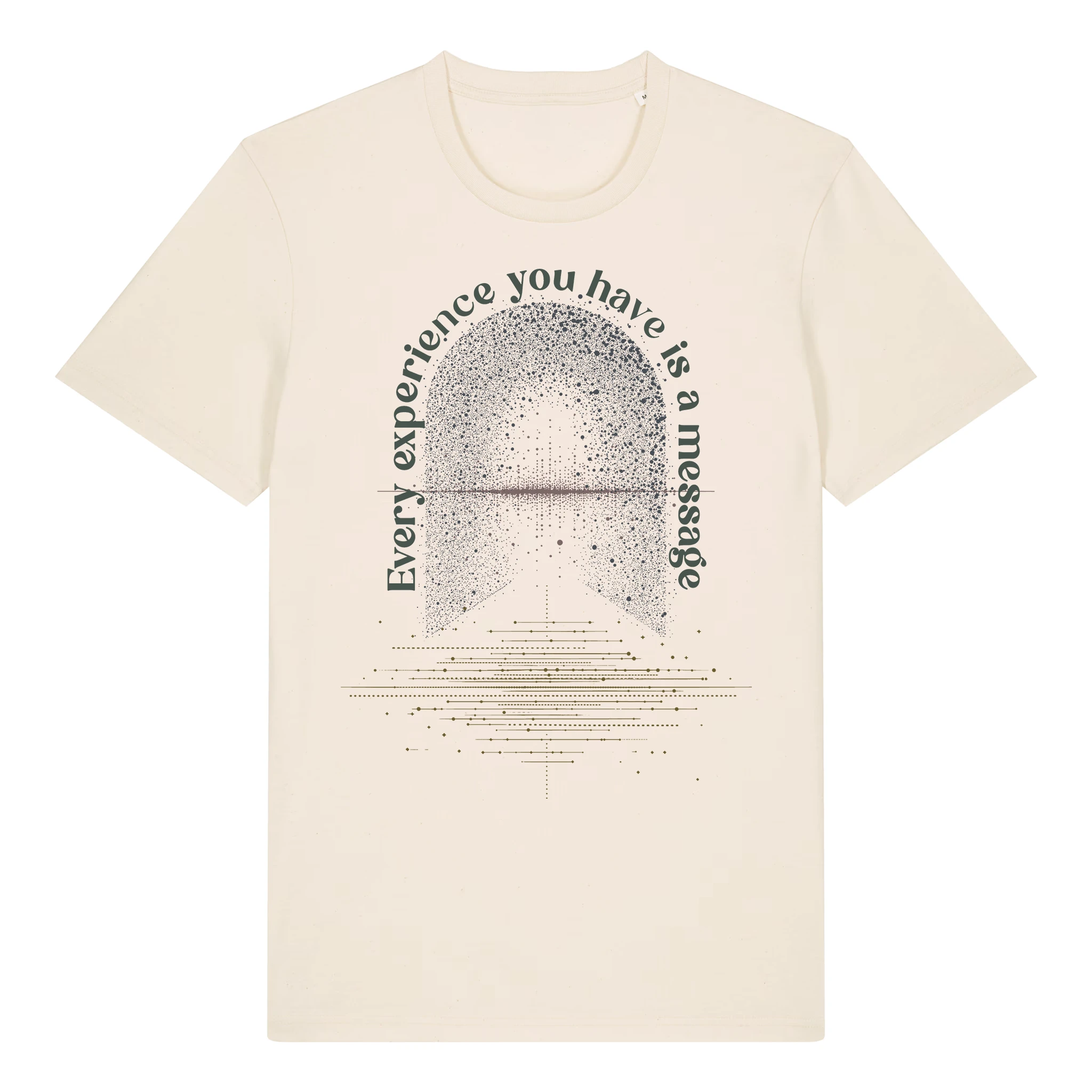 TOLS The Awakening theme men's unisex medium fit organic cotton T-shirt in Natural Raw, front - All Messages