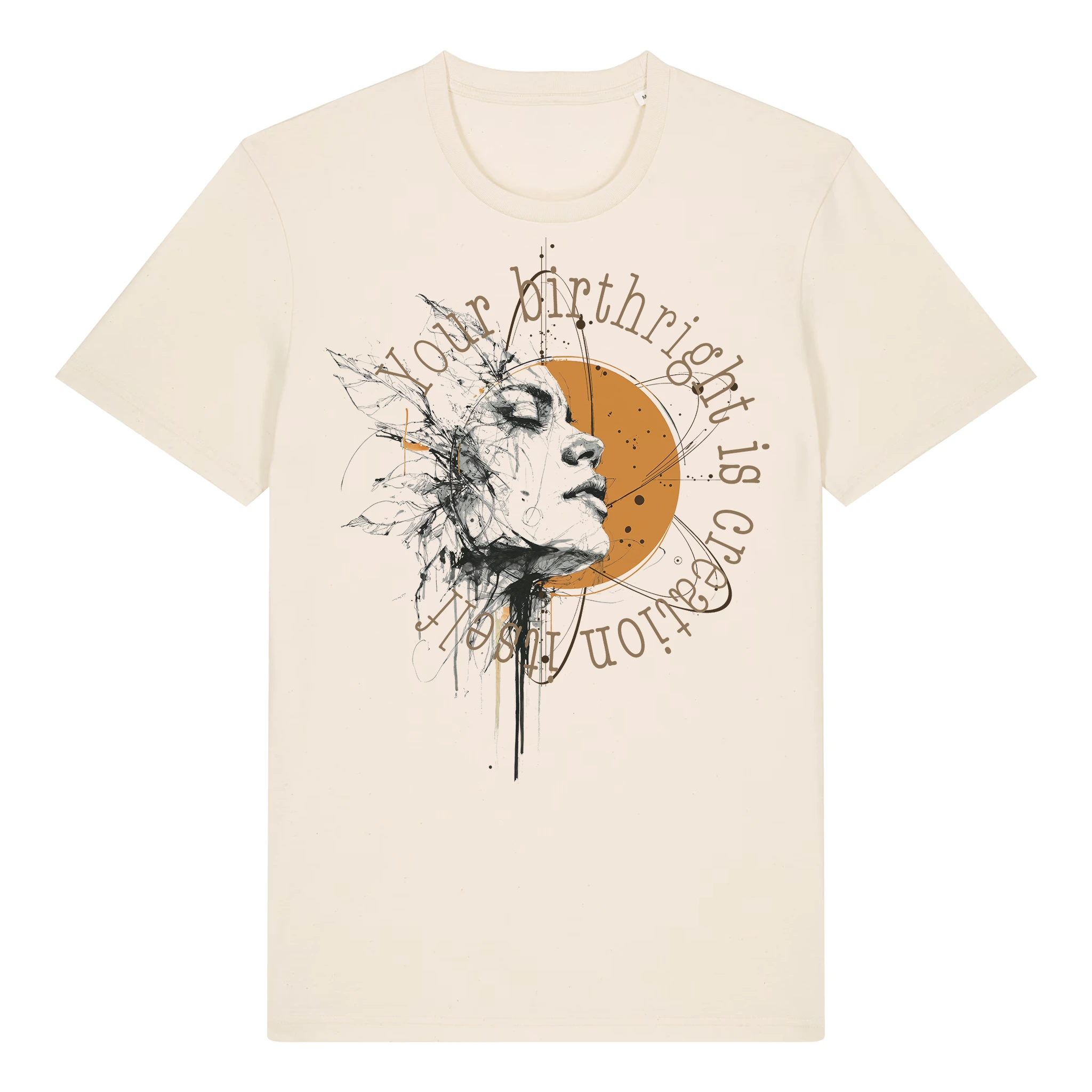 TOLS The Awakening theme men's unisex medium fit organic cotton T-shirt in Natural Raw, front - Remember