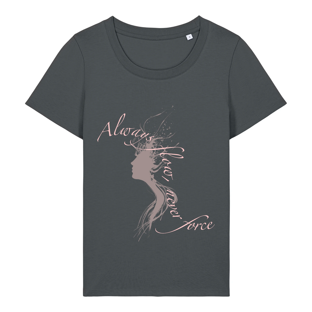 TOLS The Awakening theme women's fitted organic cotton T-shirt in Anthracite, front - Always Flow