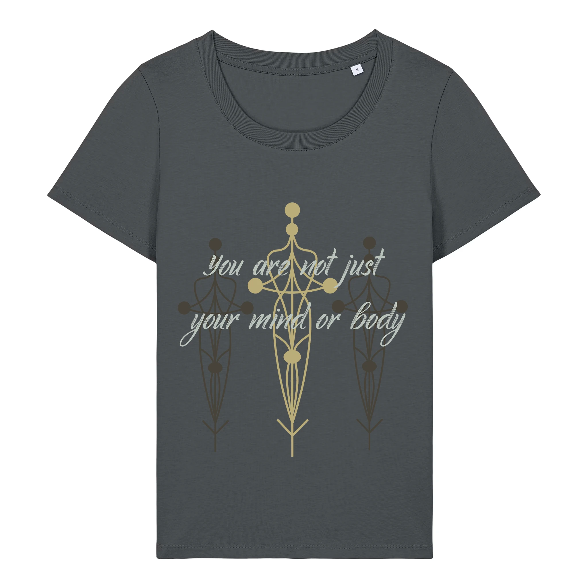 TOLS The Awakening theme women's fitted organic cotton T-shirt in Anthracite, front - Not Just